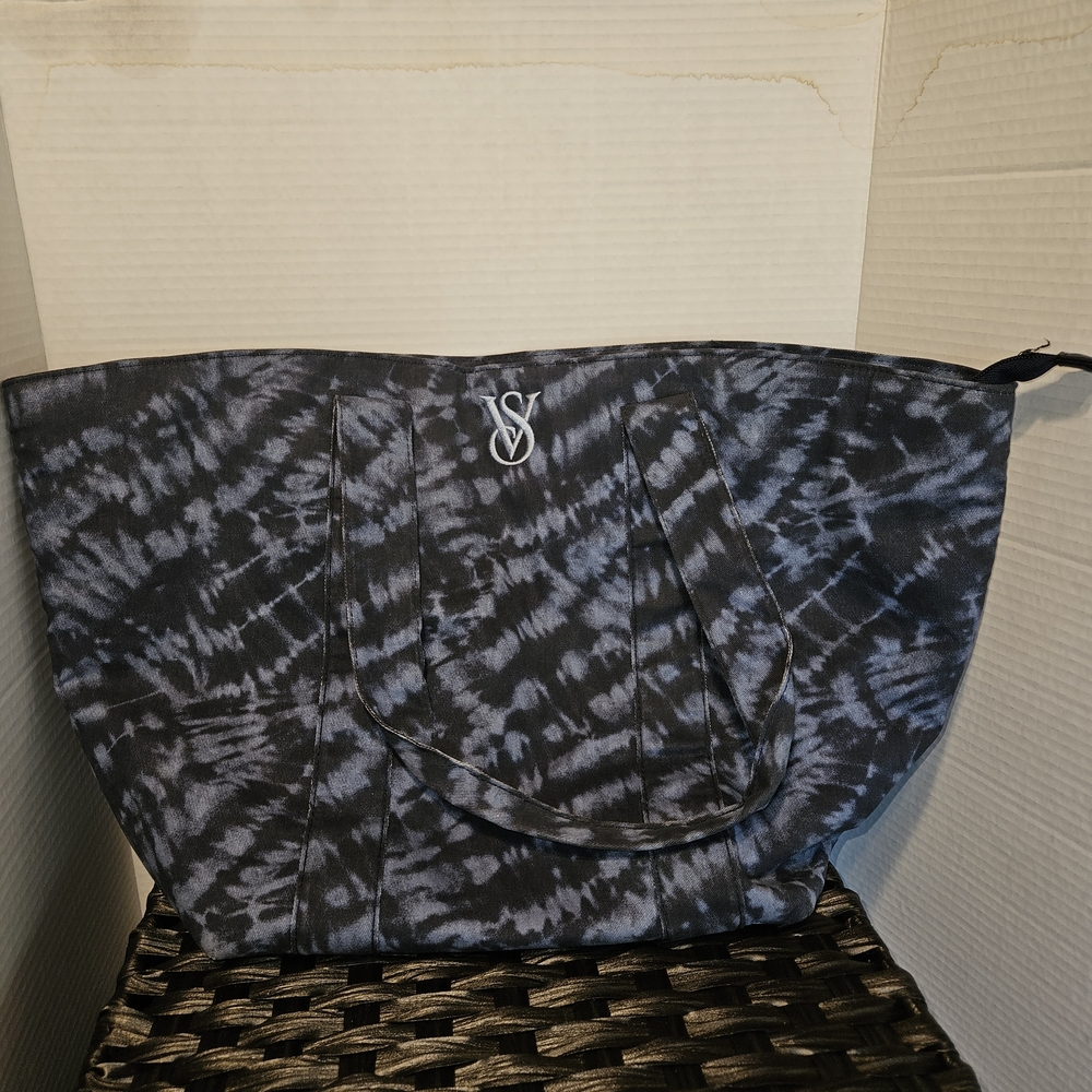 Victoria's Secret Black and Gray Tie-Dye Tote